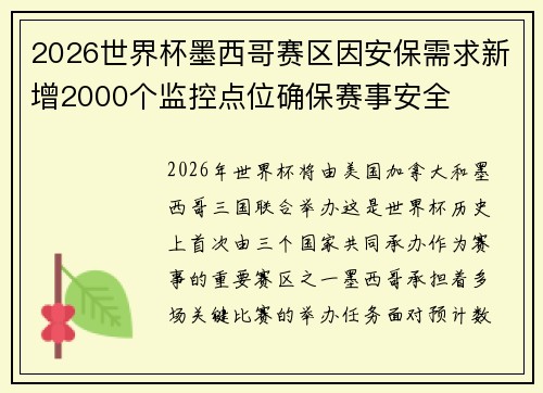 2026世界杯墨西哥赛区因安保需求新增2000个监控点位确保赛事安全